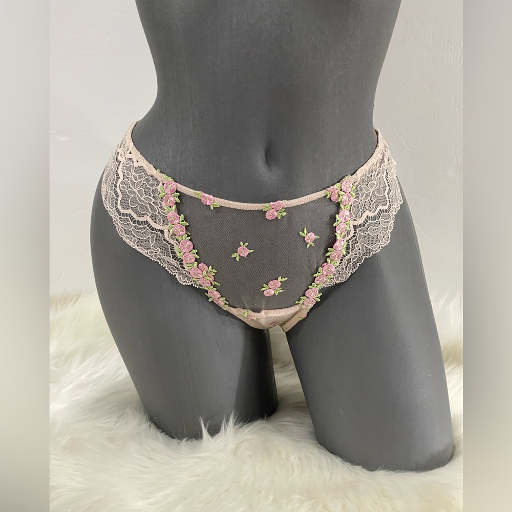 Victorias Secret Dream Angels Rosebud Embroidery Thong Panty Underwear. NWT